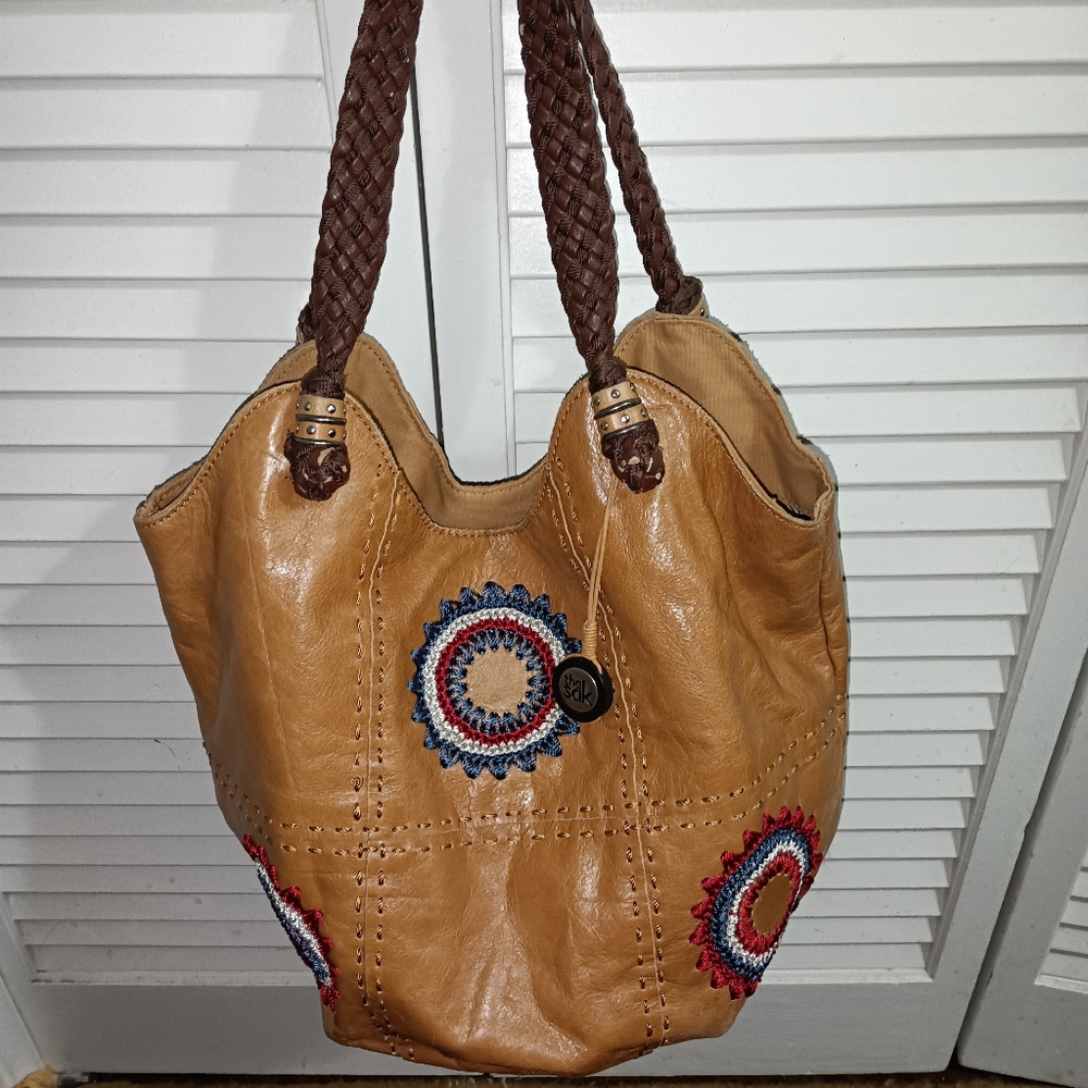The SAK American Starburst Boho Chic 100% soft leather handbag shoulder tote